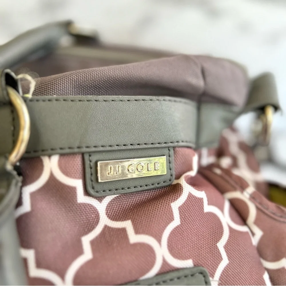 JJ Cole Diaper Tote Bag Gray Mauve Large